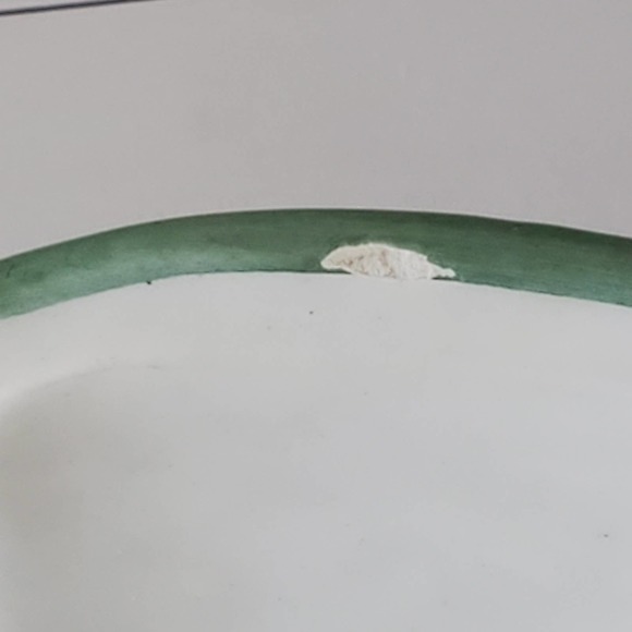 Garantito per Alimenti Vintage Pasta Serving Bowl Green White Hand Painted - Picture 15 of 16